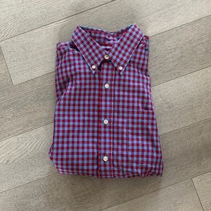 Saddlebred button up. Checkered light blue and red. Large